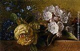 Ledge Paintings - Flowers on a Ledge by George Jacobus Johannes Van